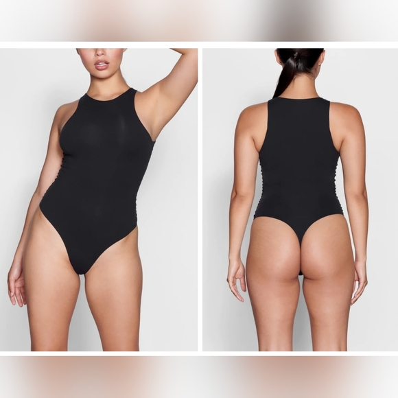 SKIMS Tops - SKIMS FITS EVERYBODY HIGH NECK BODYSUIT/S, M/ ONYX